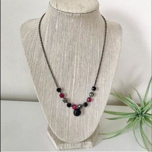 Pretty Hot Pink & Black Baked Beads Necklace